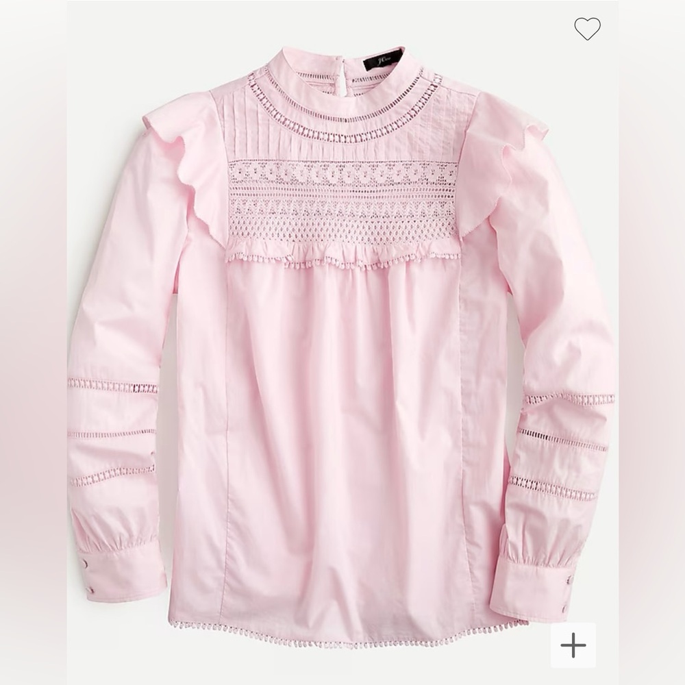 J. Crew light Pink Crocheted lace ruffle top